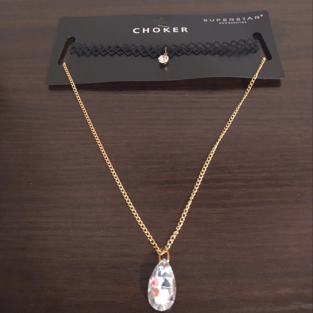 *NEW* Choker Necklace Duo with Drop Necklace Pendant